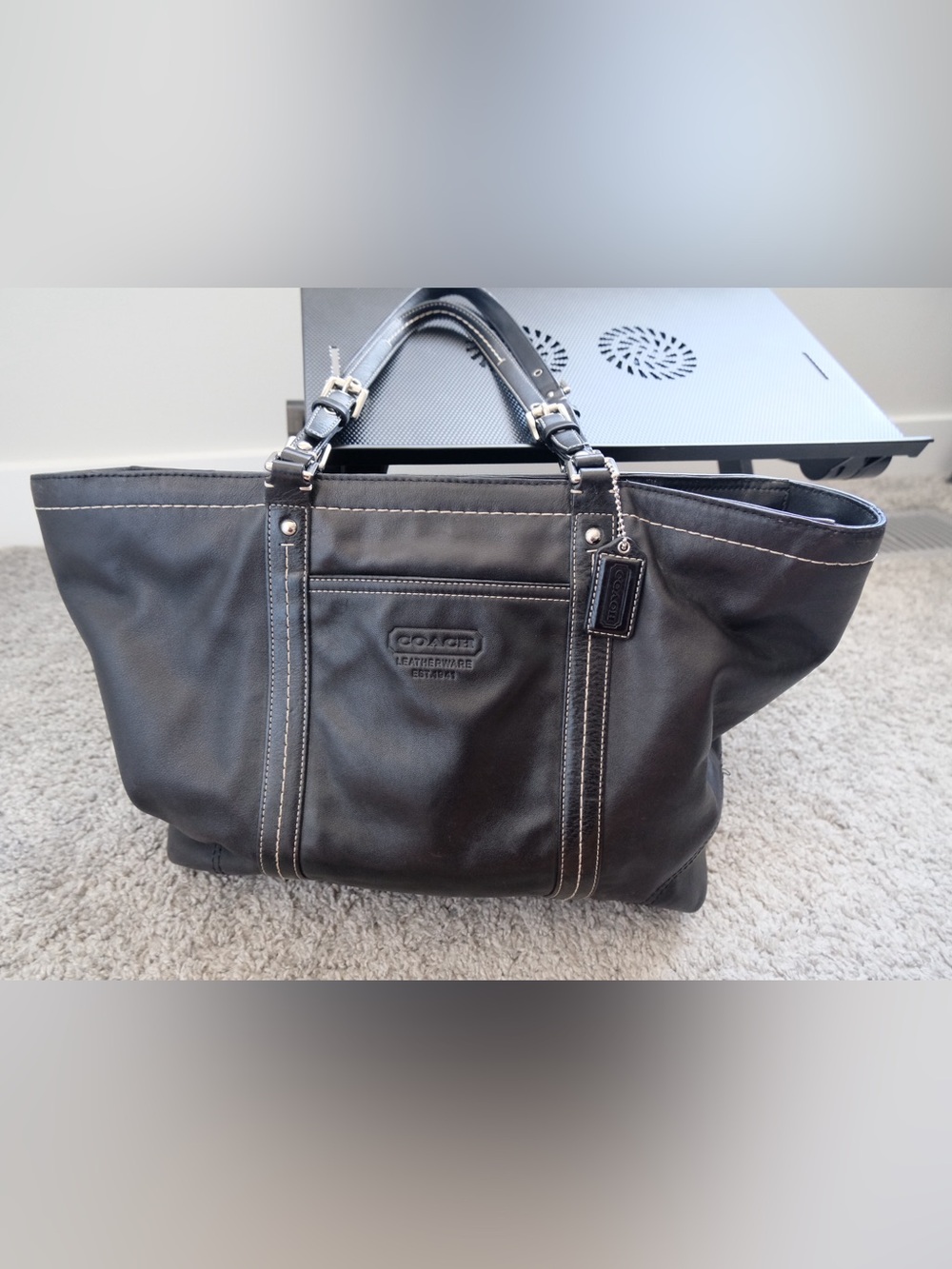 Coach Black Leather Tote Bag